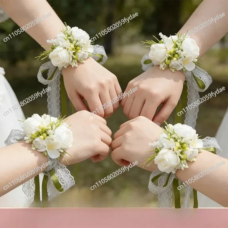 Simulation Flower Wrist Flower, Wedding Sister Group Bracelet Floral Location Shooting Bouquet