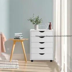 Multifunctional White File Cabinet with Swivel Wheels for Home Office Supplies Storage