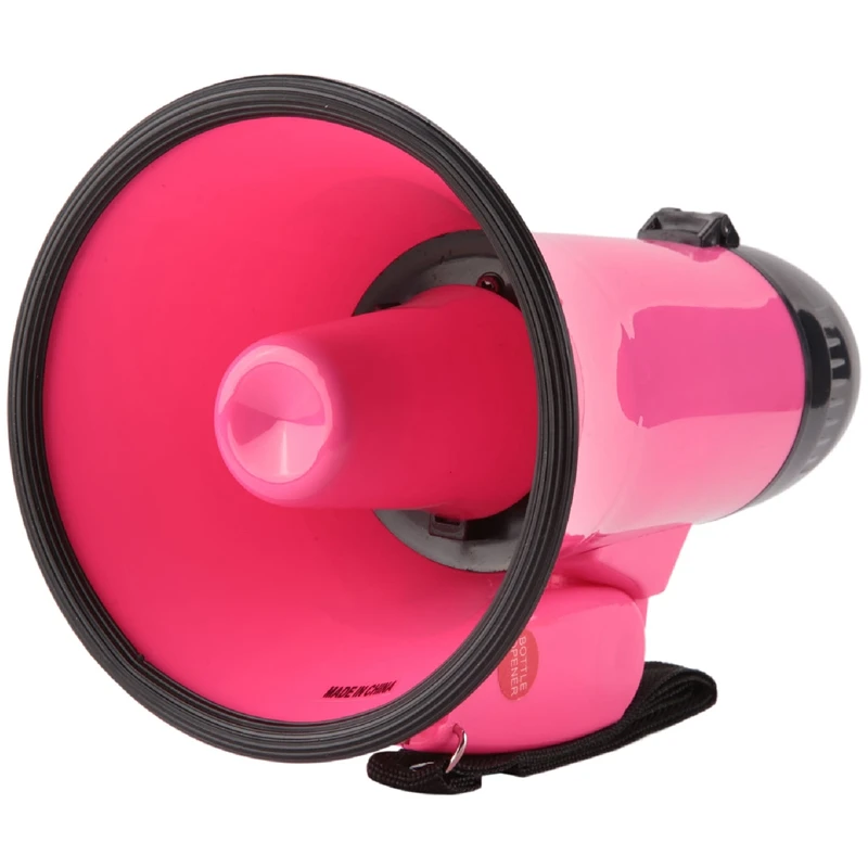 25 Watt Compact Speaker PA Bullhorn - with Built-in Siren, Voice Recorder, Bottle Opener,Pink-PZZW