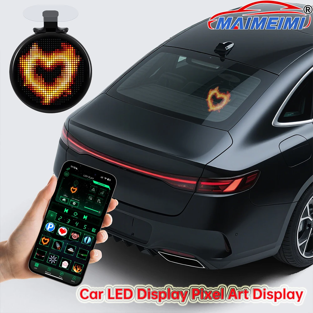 

1PCS Car LED Screen Sign Bluetooth-compatible Scrolling Message App Control Sign Custom Text Pattern Animation