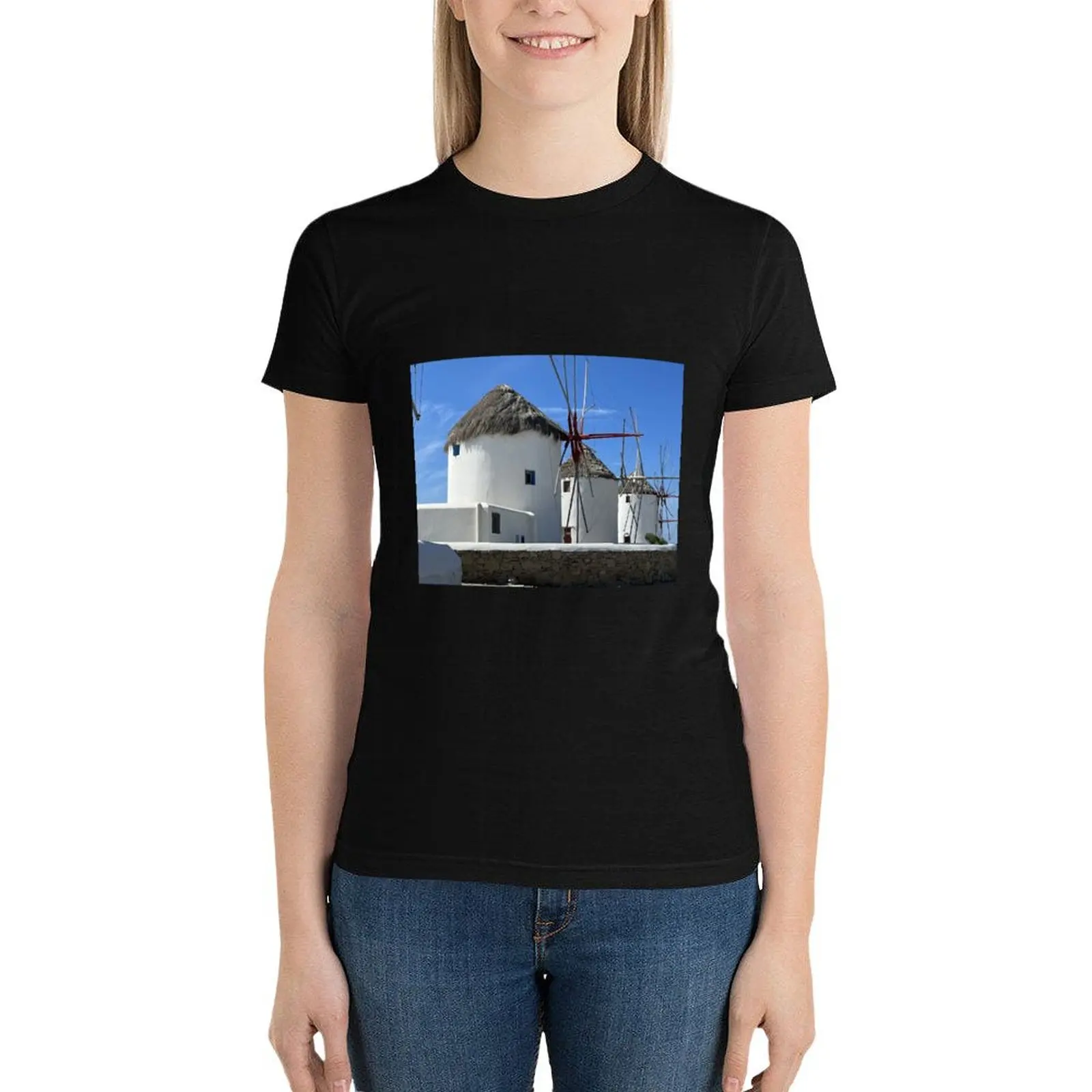 Mykonos Windmills Where Ever the Wind Blows T-Shirt cute clothes kawaii clothes Women's clothing