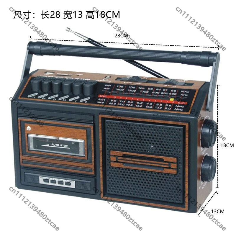 Retro Cassette Recorder Full Band FM AM SW Radio For Elderly Support Card Bluetooth Speaker
