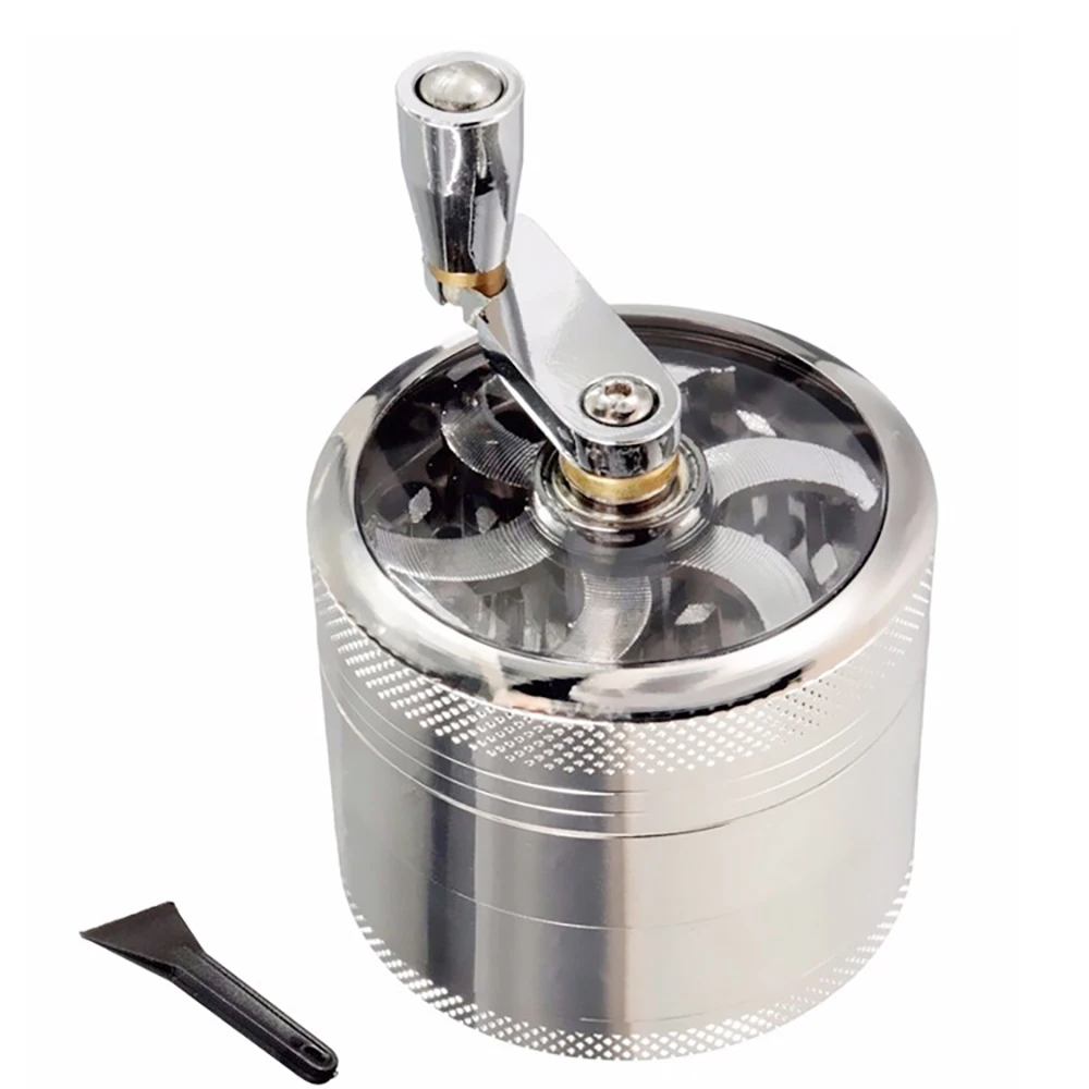 Zinc Alloy Hand Operated Herb Grinder, Spice Mills e Minpers, Triturador de Metal de 4 Camadas para Fumantes, Acessórios para Fumar, Presentes, 55mm