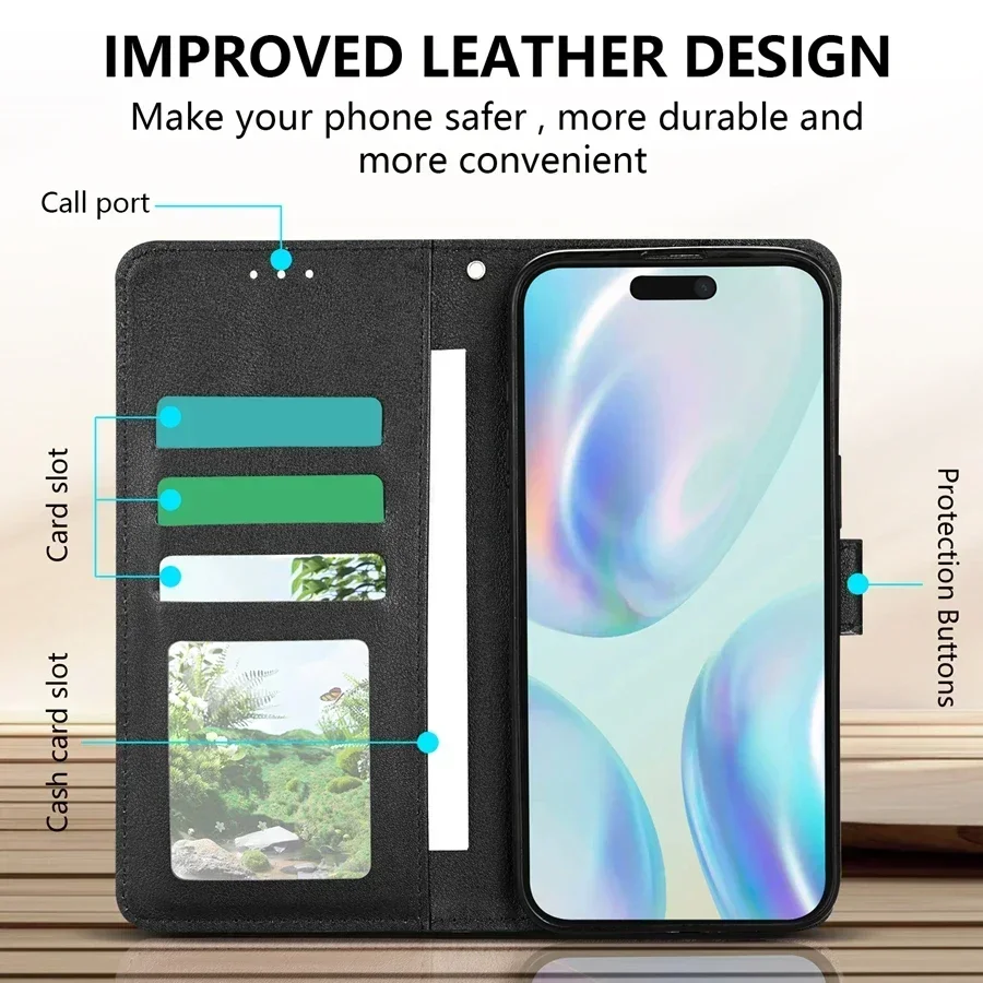 Wallet With Card Slots Classic Style Magnetic Flip Leather Case For Apple iPhone 16 Pro Max 15 Plus 14 13 12 11 SE 2 X XR XS 8 7