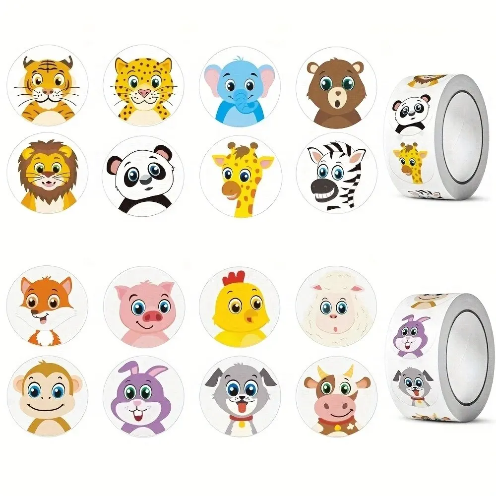 500 Stück/Rolle Cartoon-Tier-Graffiti-Aufkleber Geschenkdekoration Sticker für Notizbücher Wasserflaschen Gepäck Handyhüllen DIY Siegelaufkleber