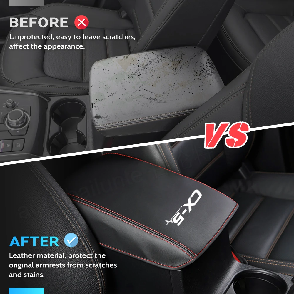 For Mazda CX-5 CX 5 KF 2017-2023 Central Armrest Box Protection PU Leather Pad Cover Interior Decoration CX5 Accessories