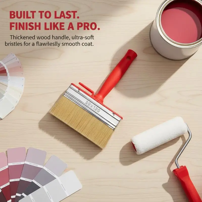 1pc Flat Paint Brush Smooth Head for Wall Painting Labor Saving Design for Limewash Room Decoration