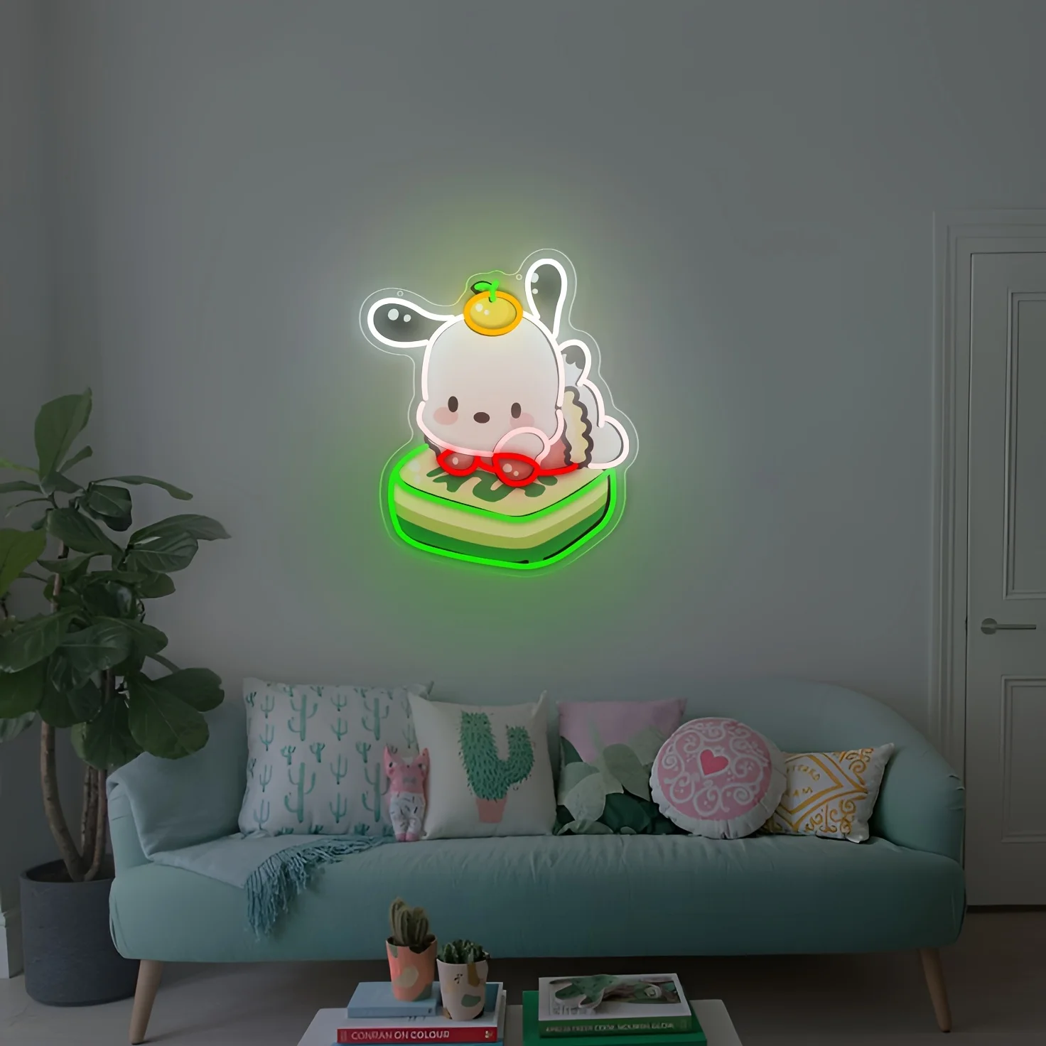 Pochacco كعكة LED النيون تسجيل USB عكس الضوء ضوء النيون تسجيل ل Gameroom غرفة نوم بار غرف معيشة حفلة عيد ميلاد هدية جدار ديكور