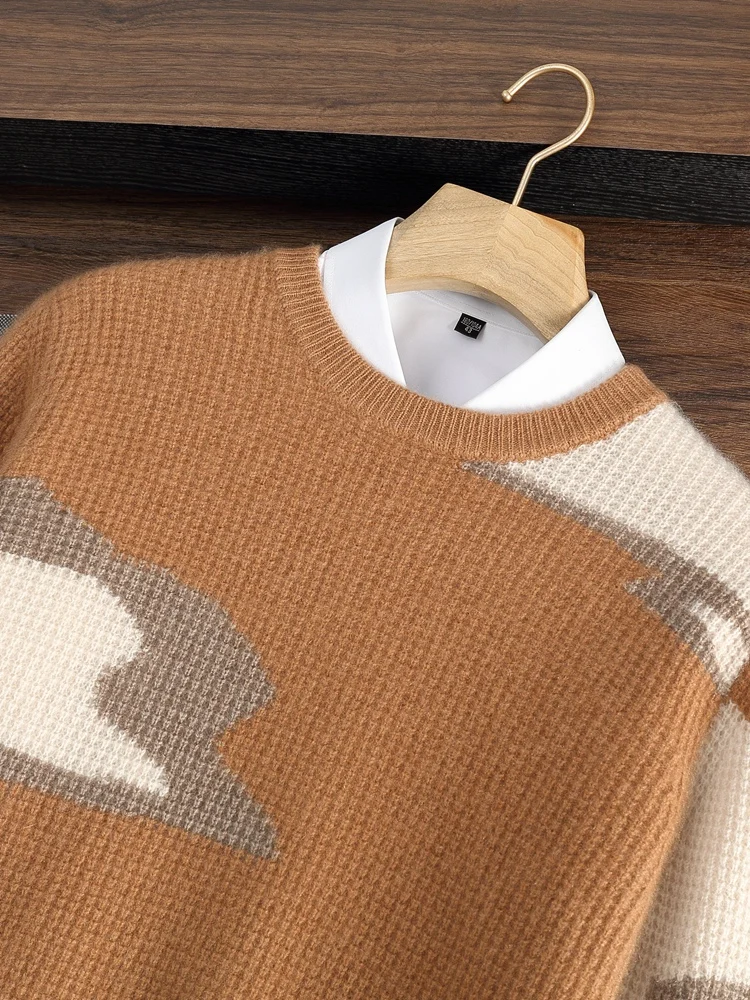

Cashmere Men's Sweater Long Sleeve O-Neck Knitted Jumpers 100% Cashmere Soft Warm Male Pullover Smart Casual Clothing Tops