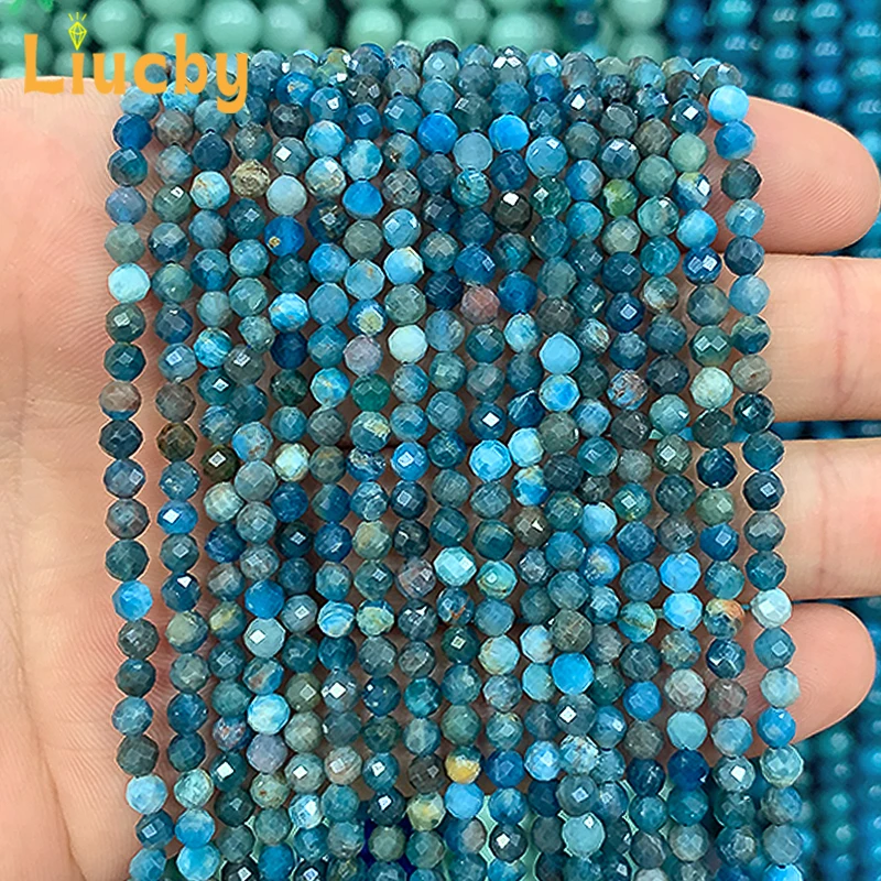 2/3mm Natural stone Faceted Blue Apatite hematite beads for Jewelry Making DIY Lava Crafts anklet ewelry accessories 15