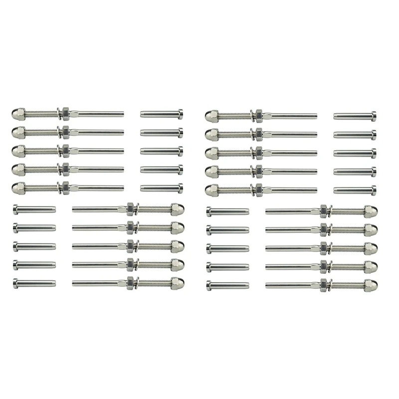 

20X Threaded Bolt And Pedal Ball Cable Railing Kit End Fitting 0.32 Cm,T316 Marine Grade Stainless Steel