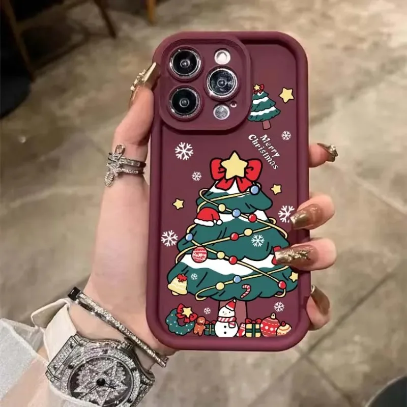 Phone Case For Realme 15 14 Pro 5G C71 C75 C53 C55 C63 C12 C20 C12 C21 11 12 13 Plus Cover Christmas Tree Snowman Silicone Sho