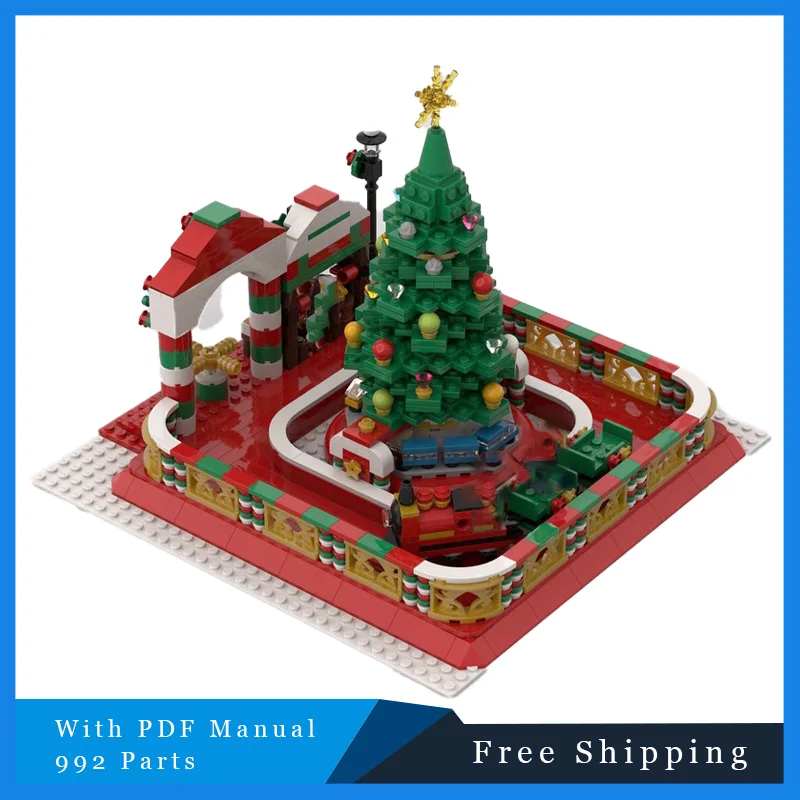 992 PCS Winter Village Christmas Creative Train Tourism MOC Building Block Model Children Technology DIY Set Assembly Toy Gifts