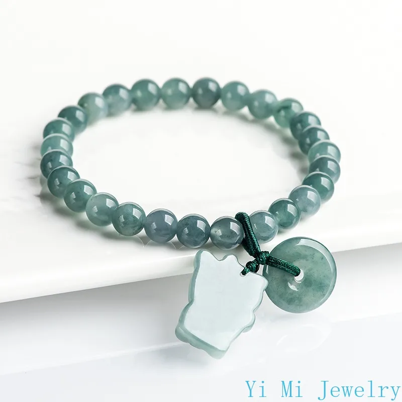 Natural A-grade Jade Bracelet, Rose Bracelet DIY Handwoven Bracelet Ice Jade Couple Men's and Women's Jewelry Bracelet