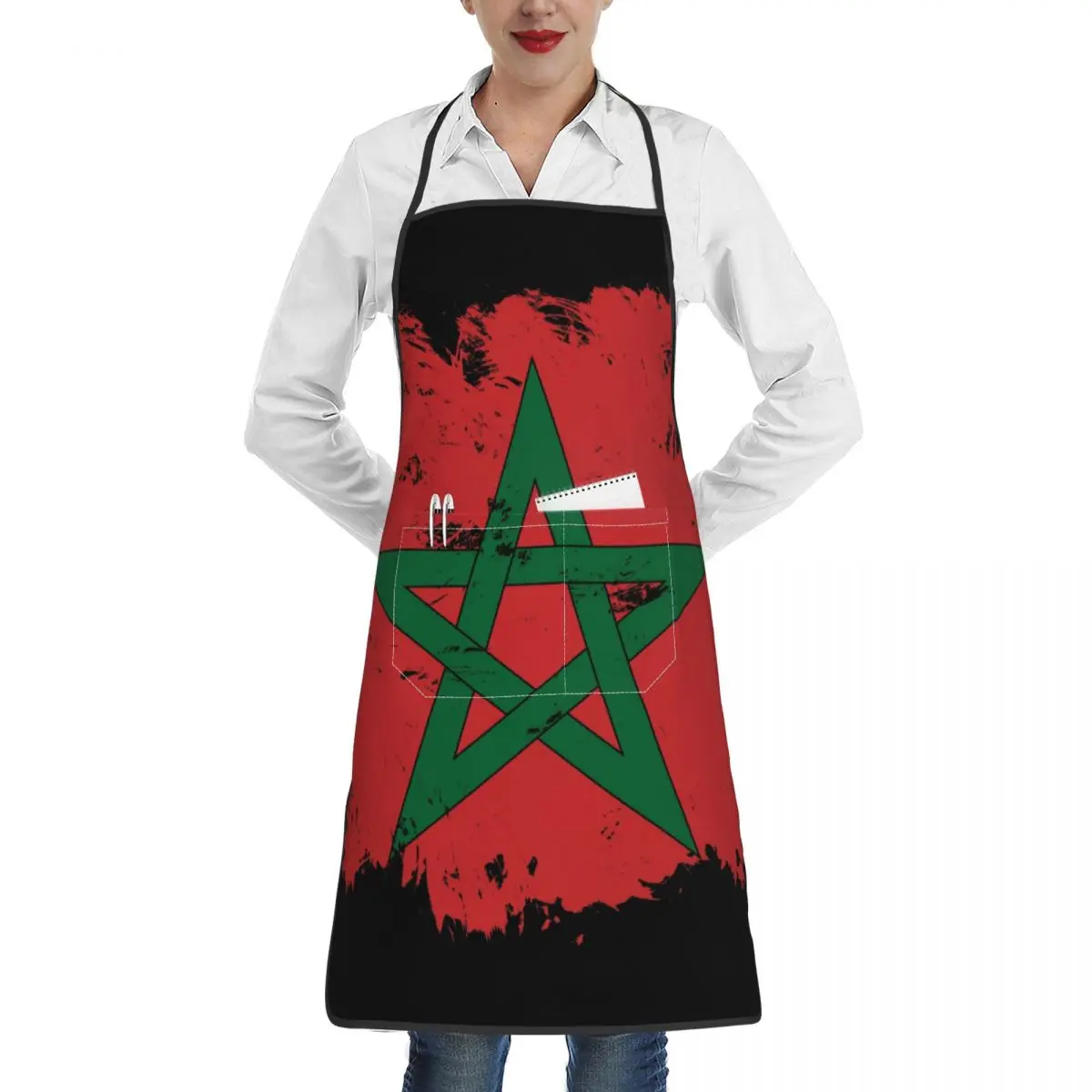 Cooking Baking Apron Morocco Flag Brush Background Kitchen Restaurant Household Apron