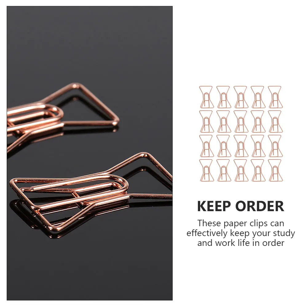 

20pcs Paper Clips Bookmark Creative Metal Office Binder Rose Gold Decorative Clips Bow Tie Book Markers Studying School
