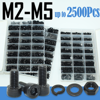 M2 M2.5 M3 M4 M5 M6 Hex Socket Head Cap Set Allen Screw DIN912 Black 12.9 Grade Carbon Steel Screws Nuts Bolt Washer Assortment