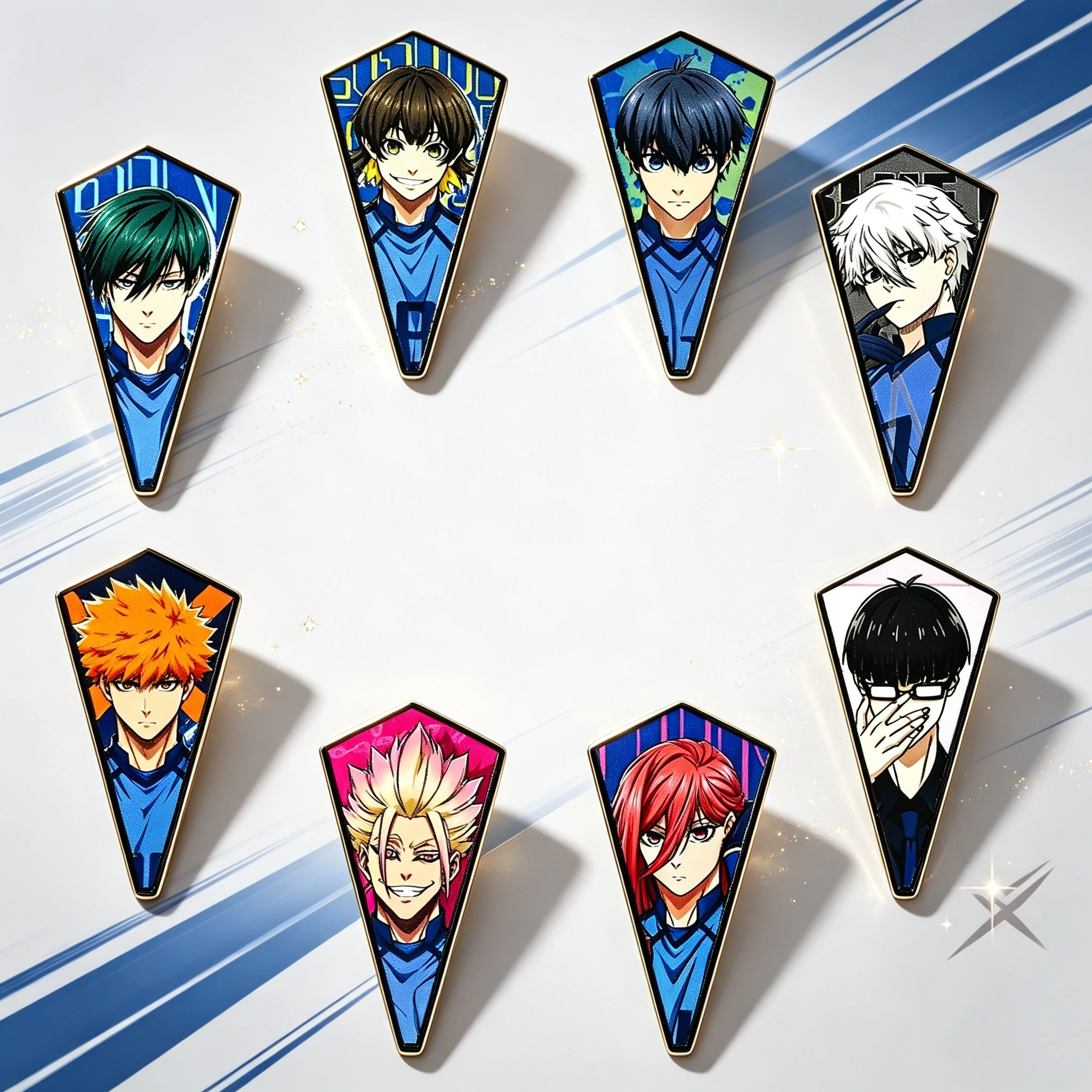 8Pcs Sport Youth Character Brooch Set, Polygon Color Portrait Badges, Trendy Accessories for Bags Jackets, Cute Collectible Pins