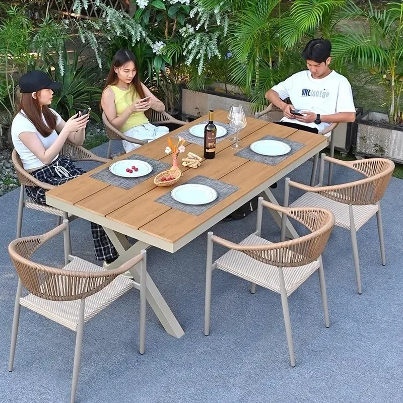 for Outdoor Rattan Table and Chair Set Waterproof Sunproof Patio Furniture for Villa Garden Balcony Leisure Combo