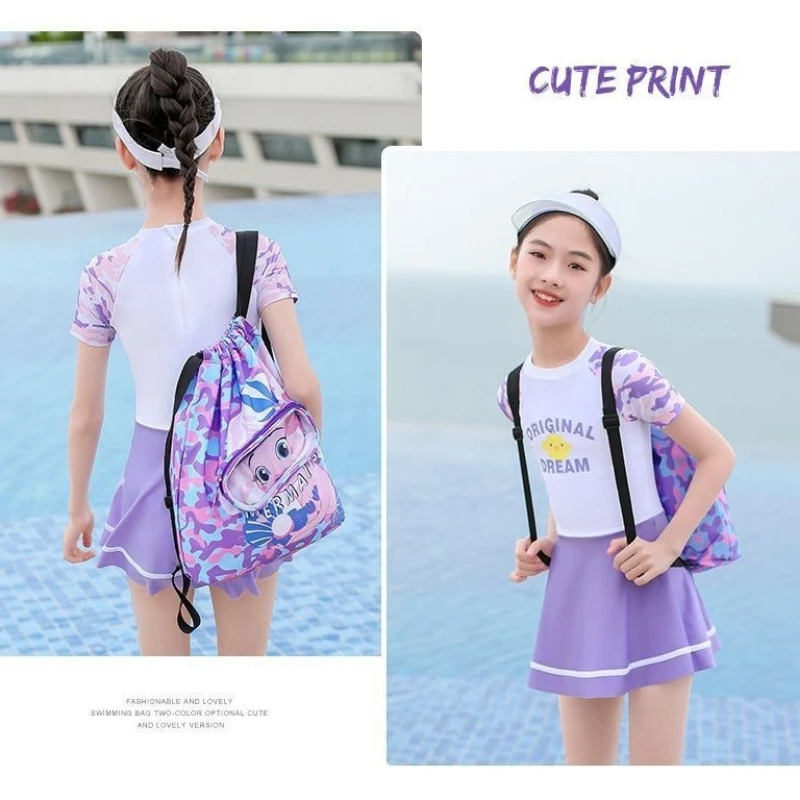 Children's Cartoon Swimming Bag - Waterproof Dry Wet Separation Backpack for Kids, Portable Sports Organizer for Beach Pool