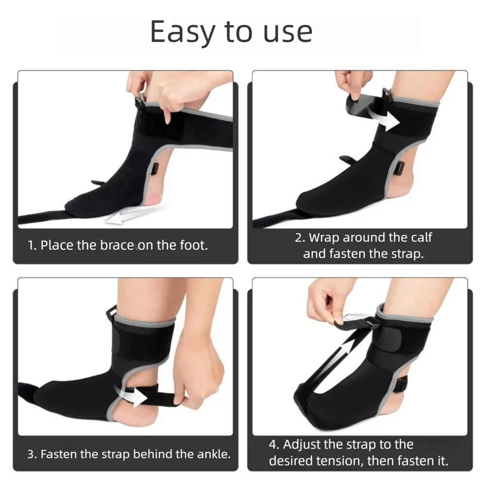 حشوة ناعمة لالتهاب اللفافة الأخمصية جبيرة ليلية تصميم مريح يسمح بالتهوية ودعم تقويم العظام للكاحل ثابت مريح