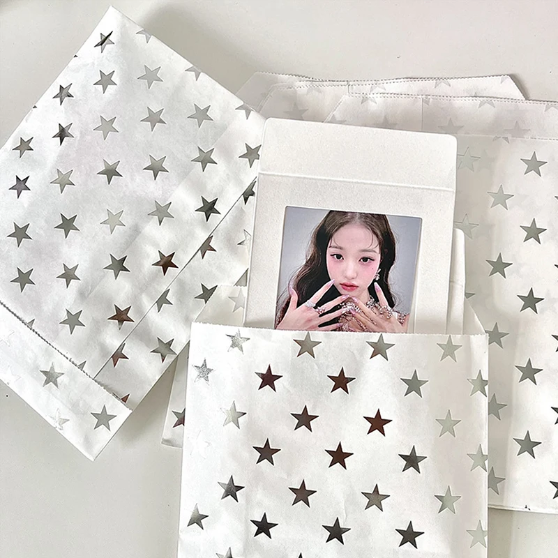 

10 Pcs Ins Style Simple Silver High Grade Star Hot Silver Paper Bag Gift Packaging Bag Card Packaging Materials