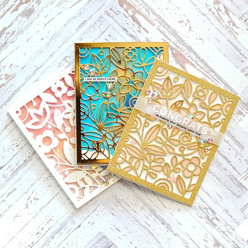 قوالب قطع معدنية ثلاثية الأبعاد وسكرابوكينغ لصنع الورق إطار بطاقة مزخرف بالزهور بدون طوابع #5