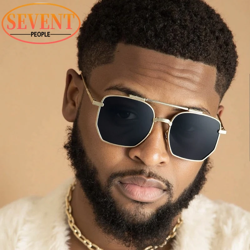 

Vintage Square Steampunk Sunglasses Men 2025 Luxury Brand Trendy Double Beam Outdoor Sun Glasses For Male Classic Driving Shades