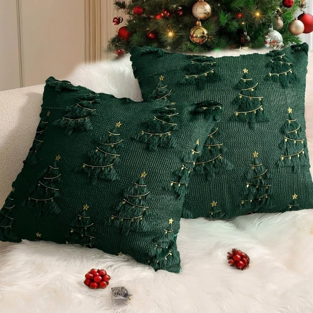 

New Christmas Day Pillowcase Xmas Tree with Light Reindeer Throw Pillow Cover Short Pillow Case Sofa Decoration