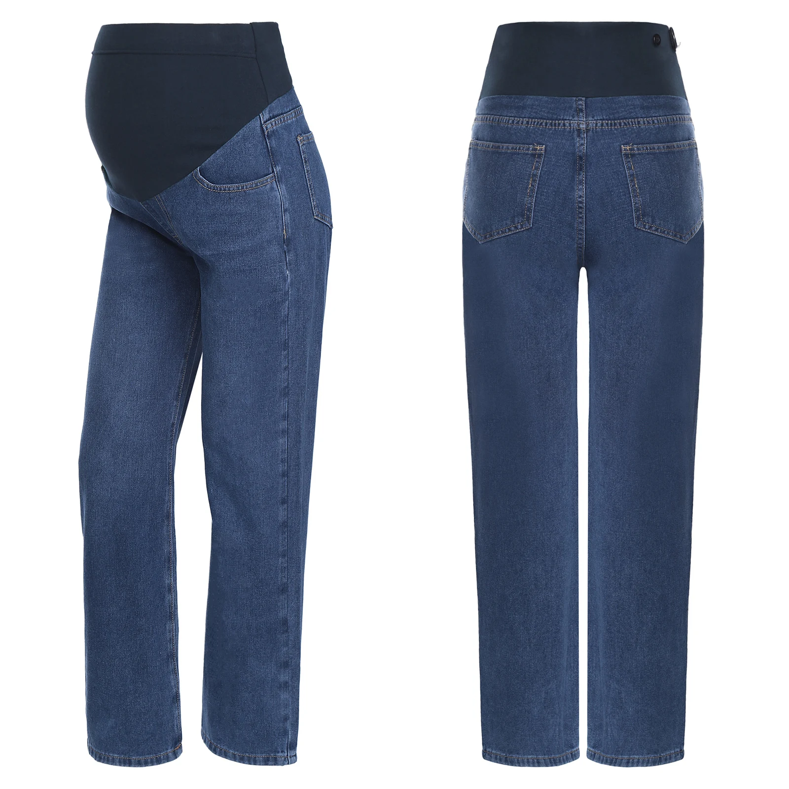 Pregnant Women High Waist Support Belly Jeans Maternity Hip Lifting Casual Denim Pants for Daily Office Work Wear Streetwear