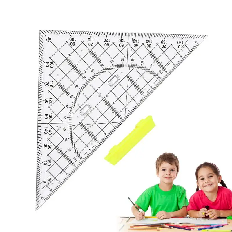 Drafting Tools Triangles 22cm Triangle Geometry Drawing Ruler Set Drawing Tool With Transparent Protractor For Geometry School