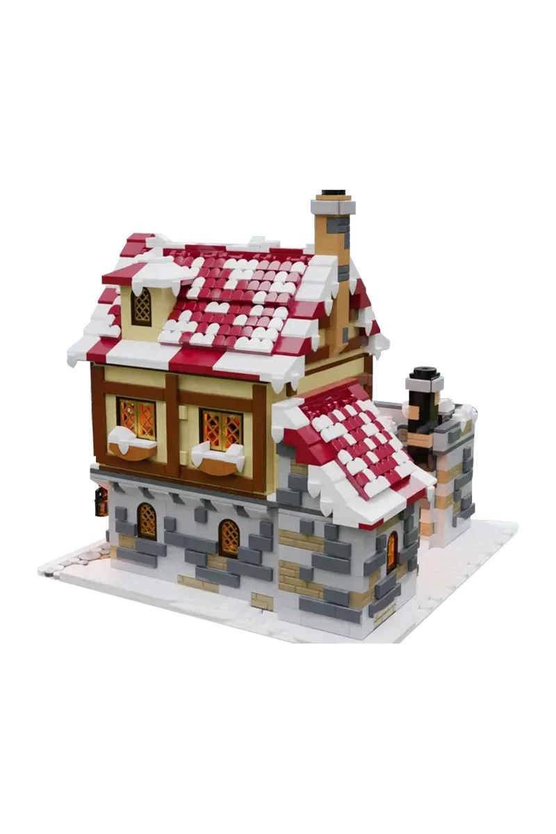 Gobricks MOC 2465 PCS Die Taverne unter dem Schnee Bausteine Modell mittelalterliche Winter Taverne Architektur Ziegel Spielzeug Kinder Geschenke