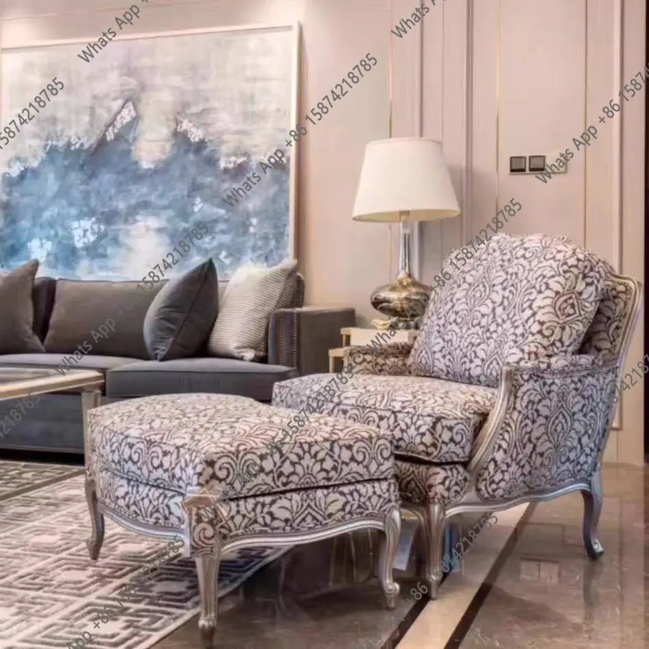 

High-end custom American furniture neoclassical European post-modern Meike leisure sofa fabric single sofa