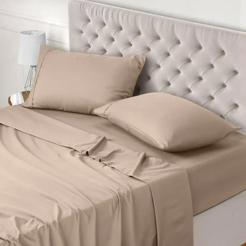 Juego de sábana lisas color Beige. Incluye 3 piezas, funda de almohada completa. 100% Microfibra. Ideal para el verano, fresquita, fina, ligera, no hace bolas.