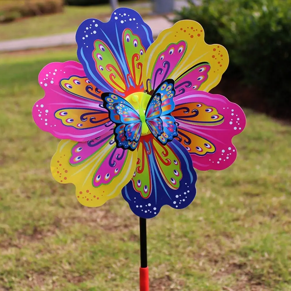 Multistyles Plastic Dance Butterfly Windmill 3D Butterfly Colorful Cartoon Handheld Windmill PVC Diameter 24cm