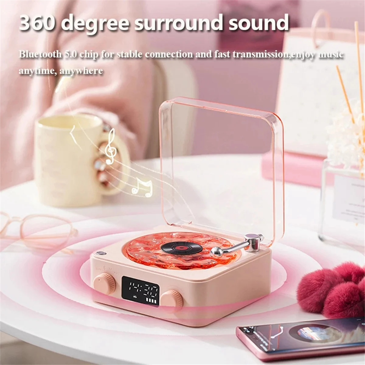 Retro Record Player Bluetooth Audio High Quality Wireless Small Speaker Portable Subwoofer