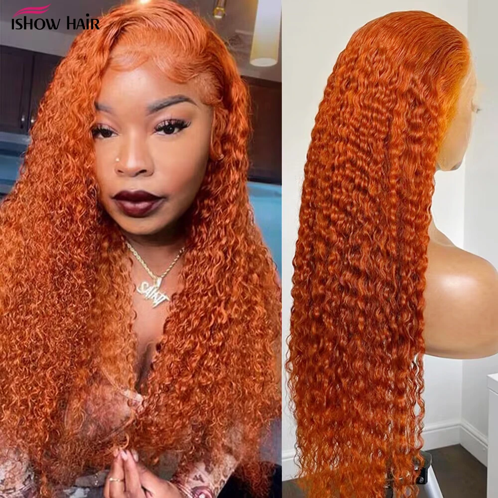 Orange Ginger 5x5 Lace Closure Wig Human Hair 30 inch Colored Curly Human Hair Wigs 13x4 13x6 Transparent Lace Frontal Wigs