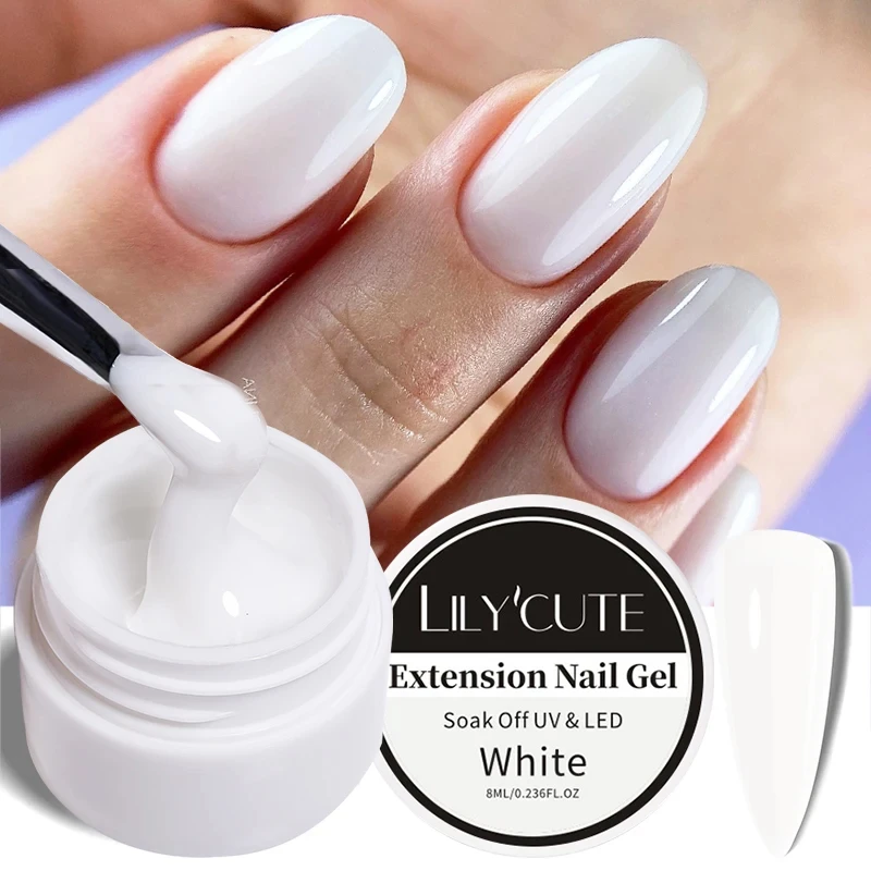 LILYCUTE White Extension Gel Nail Polish Acrylic Construct Hard Gel Semi Permanent Varnish Nude Pink Gel Polish Nail Art Design