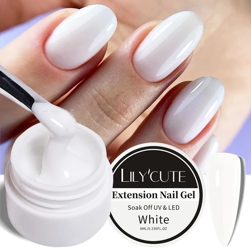 LILYCUTE-esmalte de uñas de Gel de extensión blanco, construcción acrílica, barniz semipermanente de Gel duro, esmalte de Gel rosa desnudo, diseño artístico de uñas