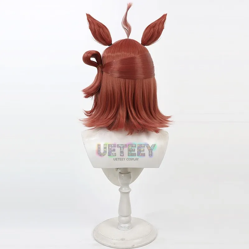 UETEEY COS Game Uma Musume Pretty Derby Rhein Kraft شعر مستعار تأثيري آذان ذيل حفلة الهالوين زي الدعامة الشعر الاصطناعية #5