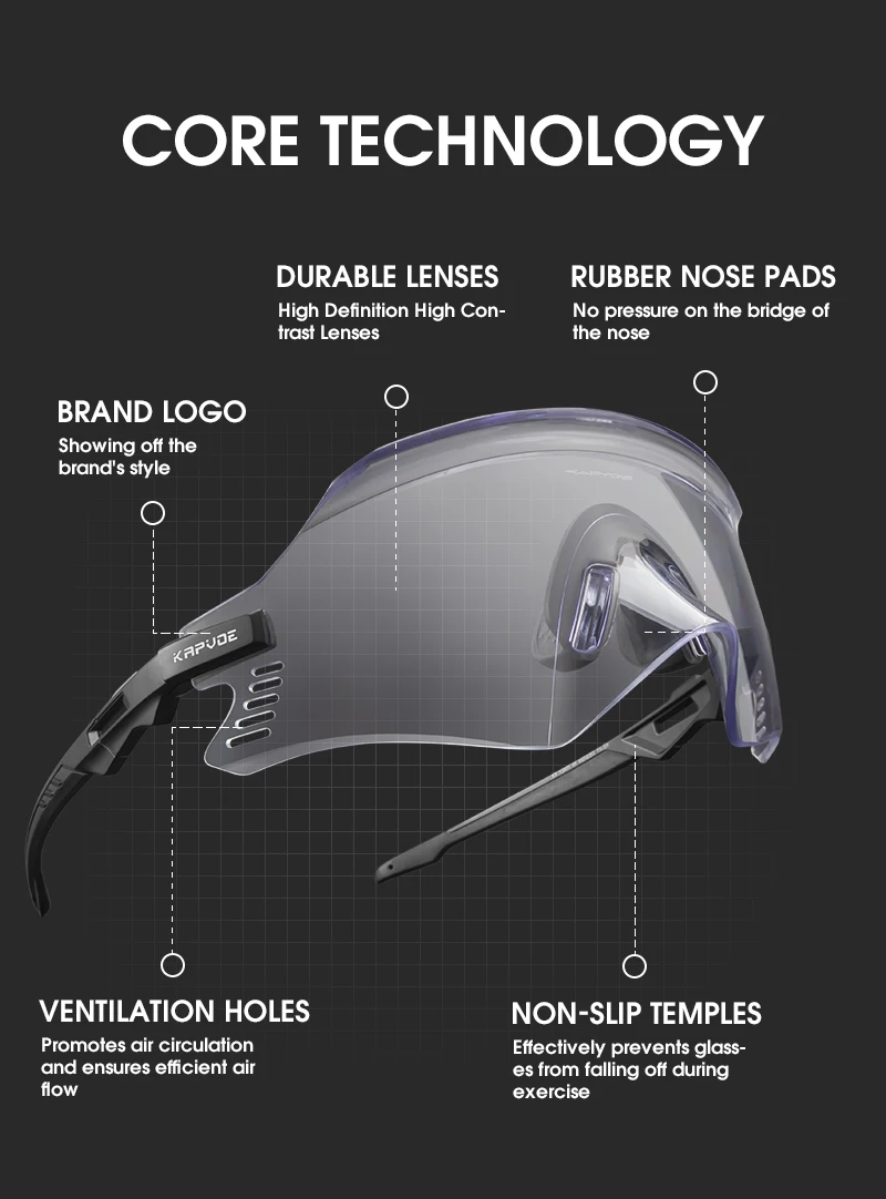 KAPVOE Radfahren Sonnenbrille Radfahren Gläser UV400 MTB Fahrrad Brillen Outdoor Sport Brille Frauen Männer Rennrad Racing Ausrüstung – Detail 8