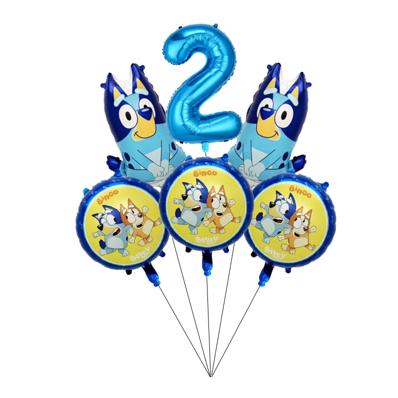 1-9 number Bluey Foil Balloon Set Blueys Family Balloons Girls Boys Cartoon Balloons Baby Shower Birthday Gifts Party Decor