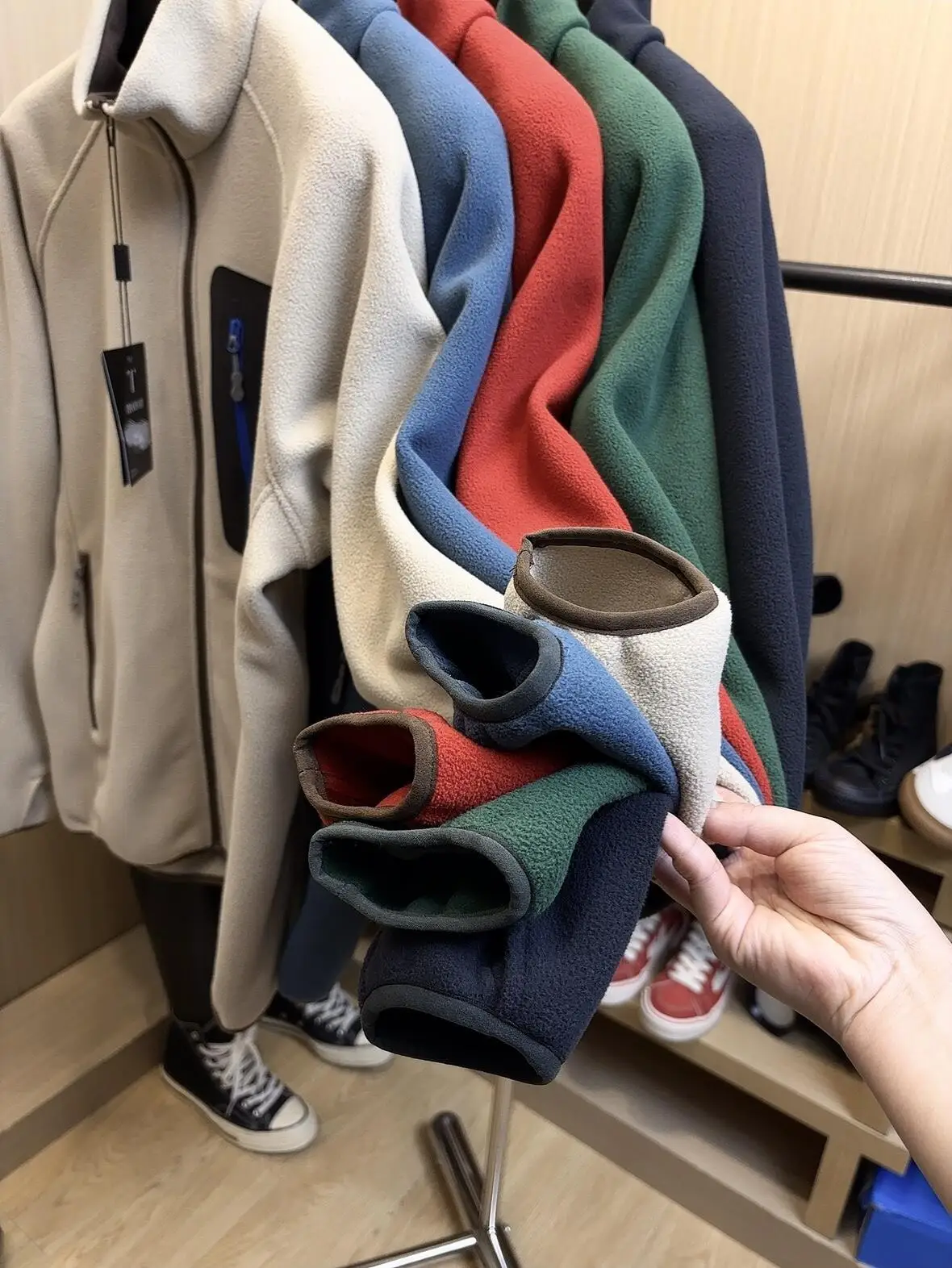 Thermojacke, Outdoor-Radsport-Freizeitjacke, Modische Innenschicht-Strickjacke, Dicke Doppelseitige Fleecejacke für Damen und Herren – Detail 19