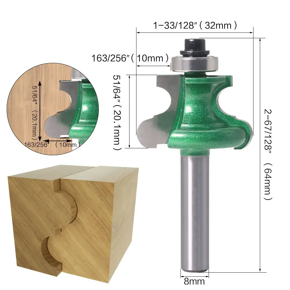 1PC 8MM Shank Milling Cutter Wood Carving Bead Molding Router Bit Flute & Beading Line Woodworking Tenon Milling Cutter For Wood