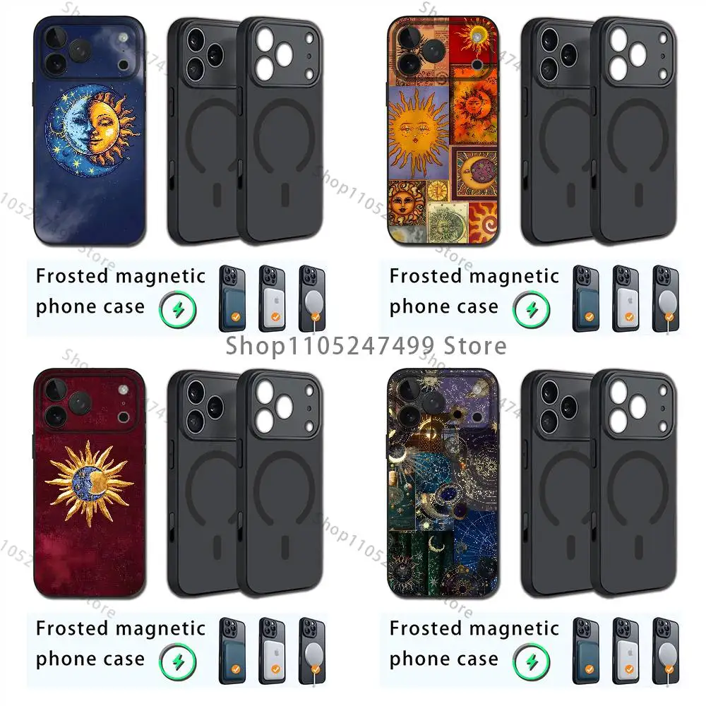 

Aesthetic Print Sun Moon For iPhone 17,16,15,14,13,12,11,Plus,Pro,Max Mini For Magsafe Magnetic Wireless Charging Phone Case
