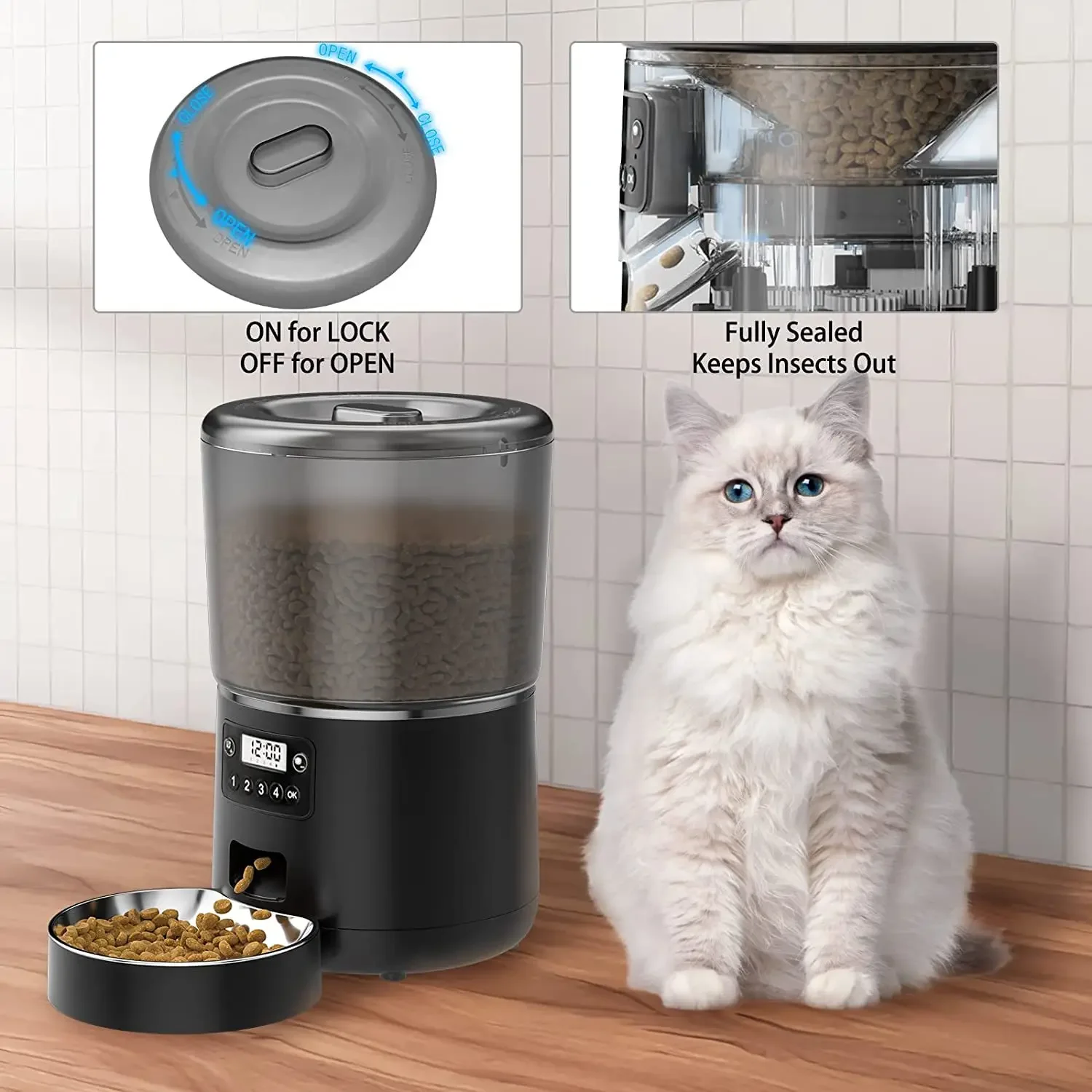 2023 Hot Sale Auto Dog Cat Food Water Dispenser Automatic Pet Feeder