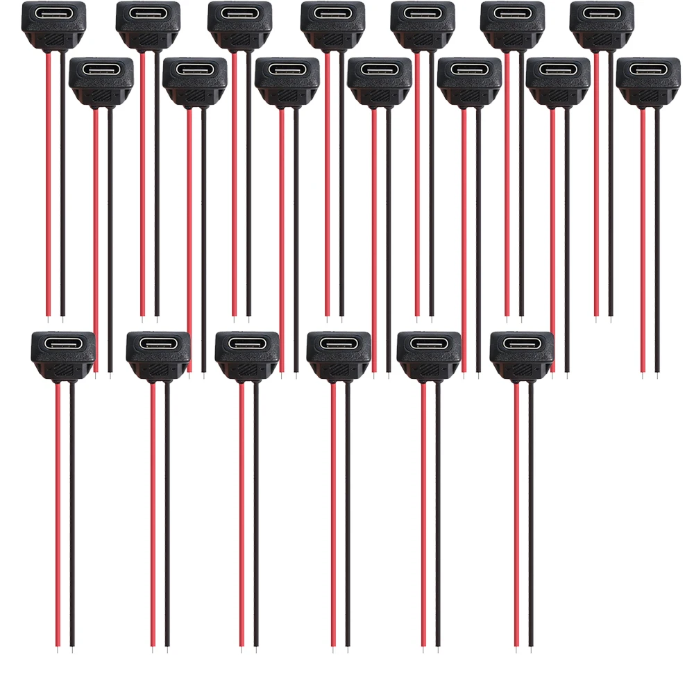 5/10/20 pces tipo-c chassi fêmea 2 pinos tipo-c conector de soquete fêmea à prova dwaterproof água jack fêmea porta de carregamento com fivela de cartão