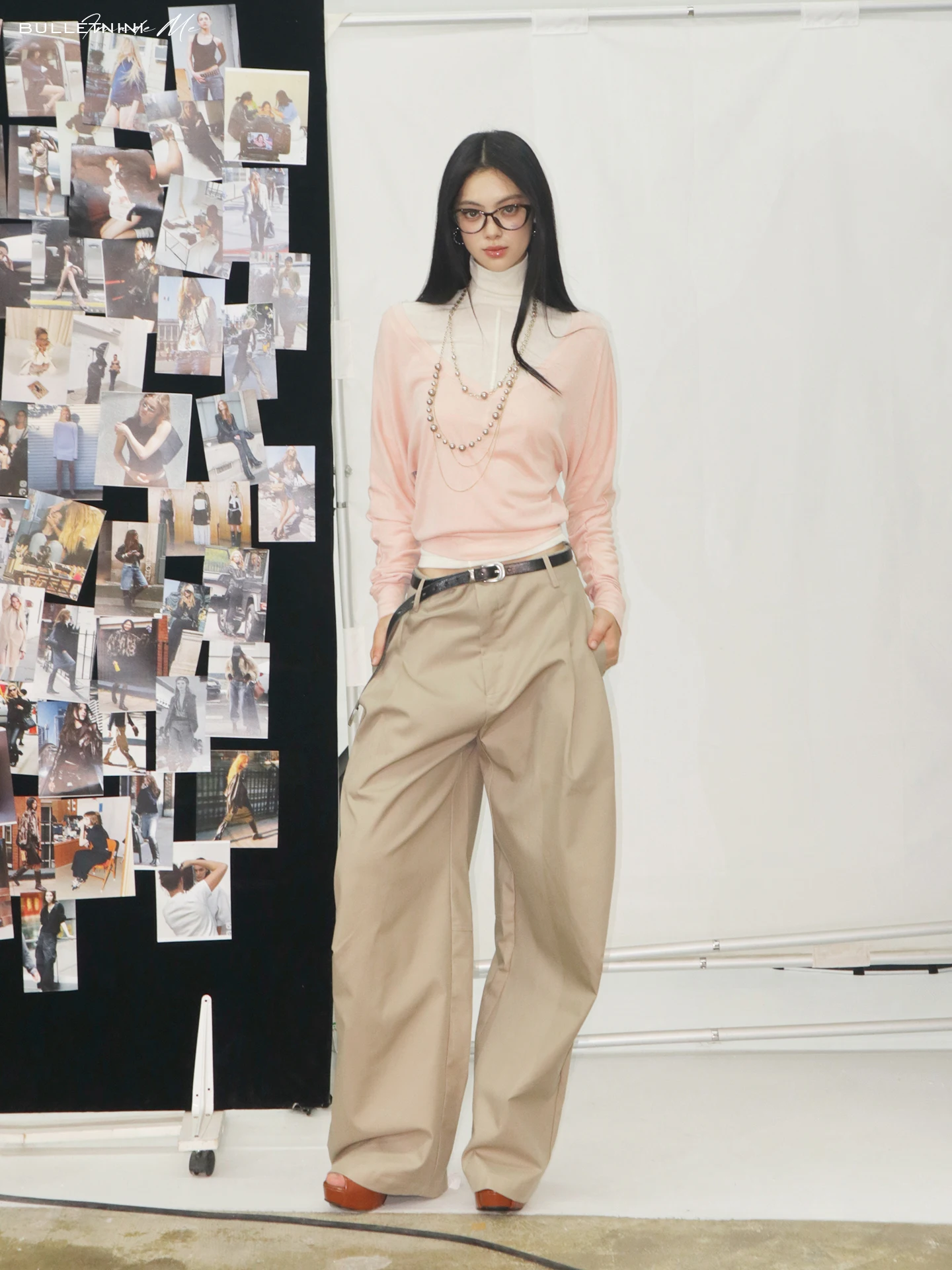 

Вязаный свободный длинный топ с эффектом похудения Sve Batwing, женская повседневная свободная футболка с v-образным вырезом BulletNini, светло-розовая