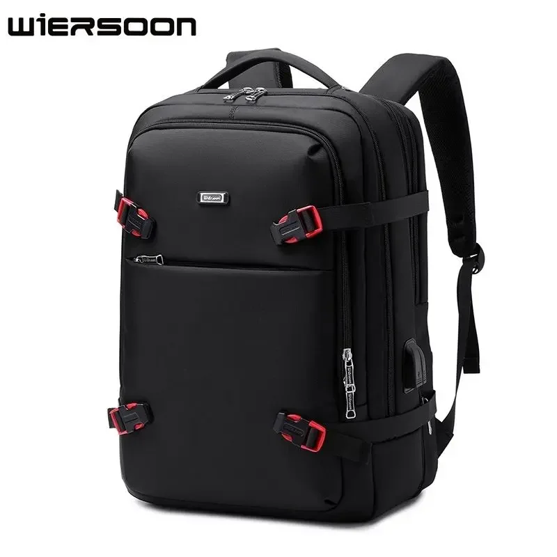 WIERSOON 45L Male Expandable Large Capacity Traveling Backpack for 17 inch Laptop Men's Backpack Approved Weekender Bag