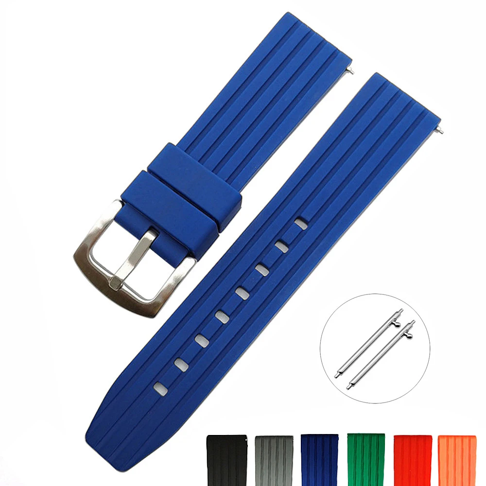 

Quick Release Replacement Silicone Rubber Watch Band 20mm 22mm 24mm High Quality Strong Thickened Universal Watch Strap